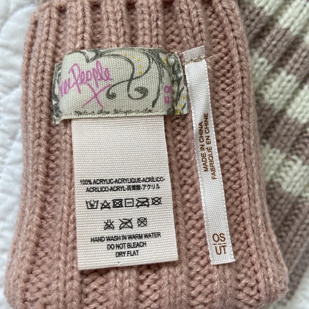 Free People Fingerless Knit Gloves Mauve Tan Cream One Size NEW - Picture 6 of 11